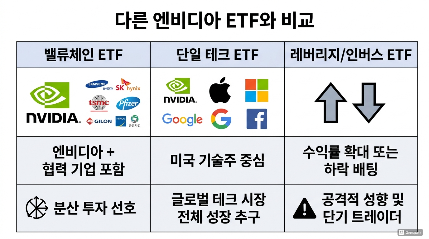 다른 엔비디아 ETF와 비교