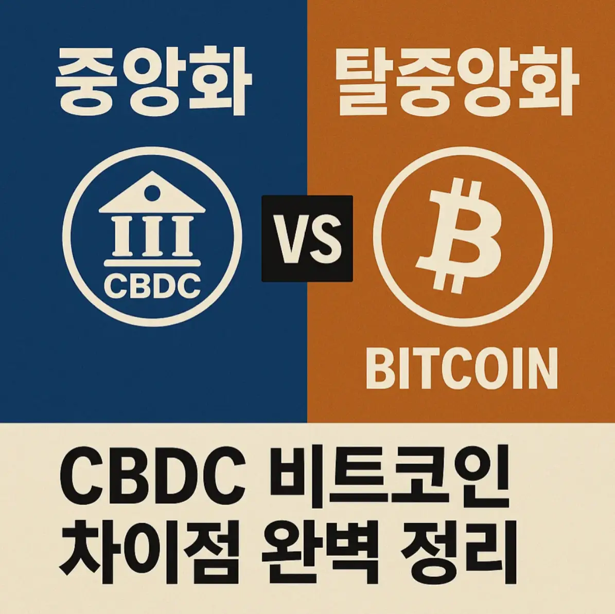 CBDC 비트코인 차이점 완벽 정리: 중앙화 vs 탈중앙화