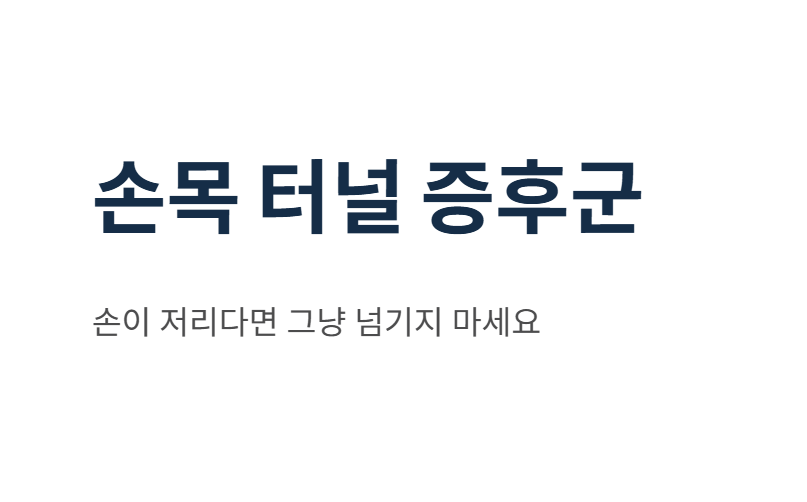 손목 터널 증후군 증상 및 치료법