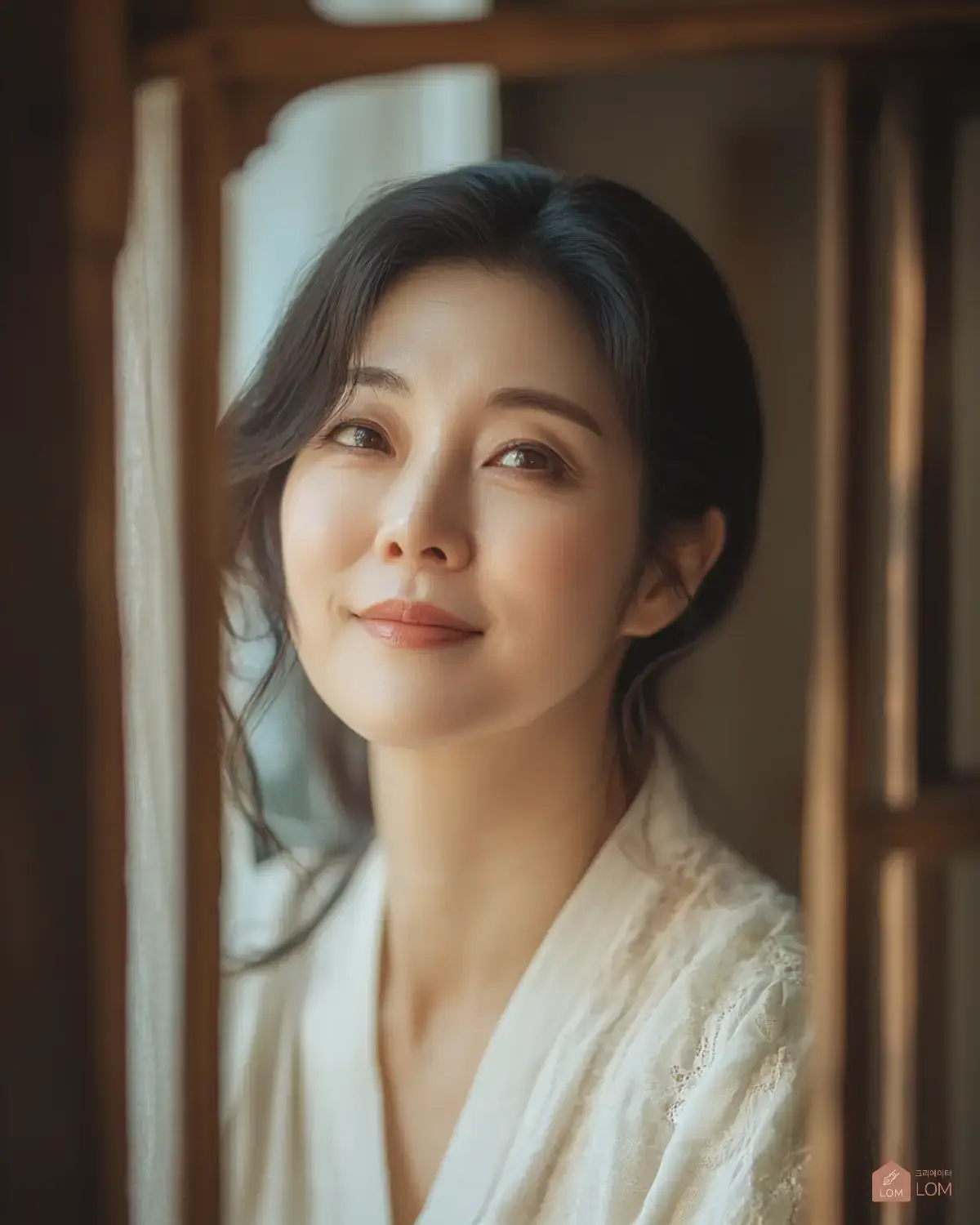 거울을-보며-웃고있는-40대-한국여자