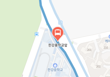 한강중학교앞에서 인천공항 리무진 공항버스(6030번) 지도 위치