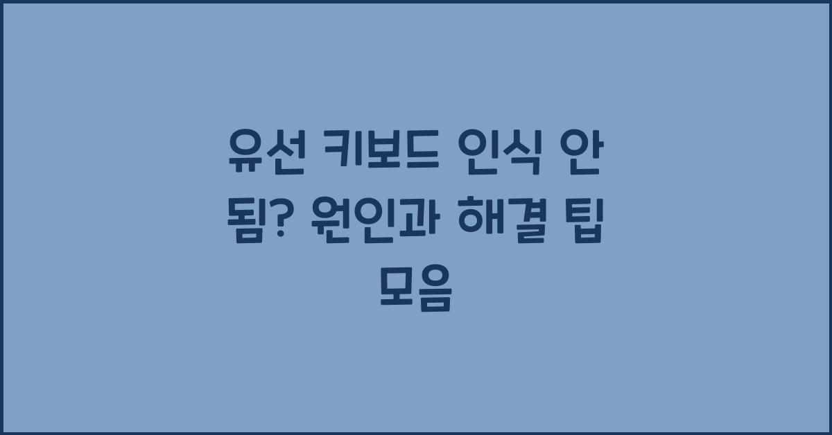 유선 키보드 인식 안 됨? 원인과 해결