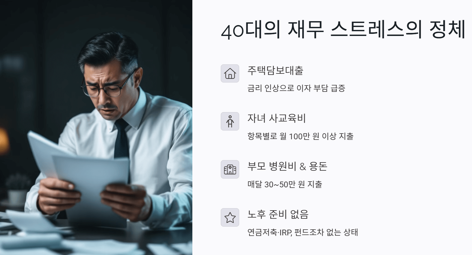 40대가 겪는 재무 스트레스의 정체
