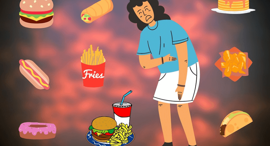 위산과다 증상으로 배 아파 하는 여성