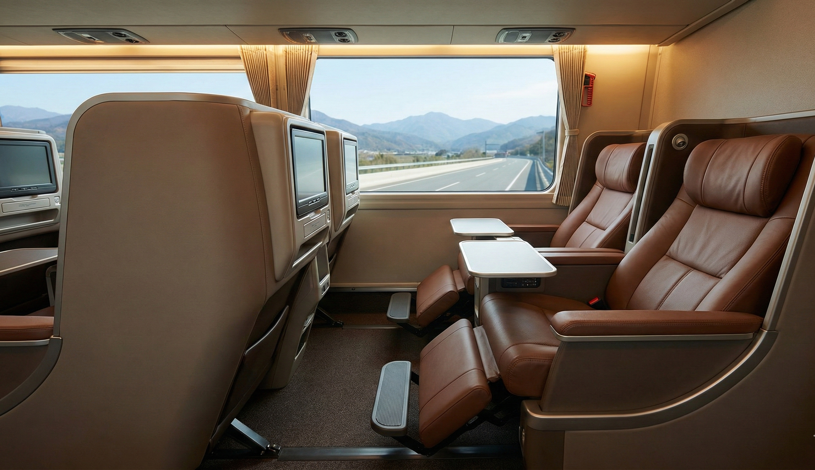 편안한 여행을 위한 프리미엄 고속버스 좌석 내부