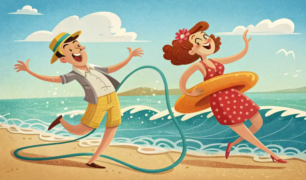 여름휴가-바닷가-남녀