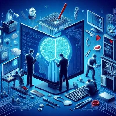 인공지능과 데이터 분석을 시각적으로 표현한 일러스트입니다.