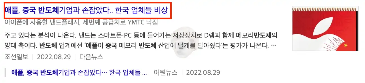 애플 중국 반도체 관련 뉴스