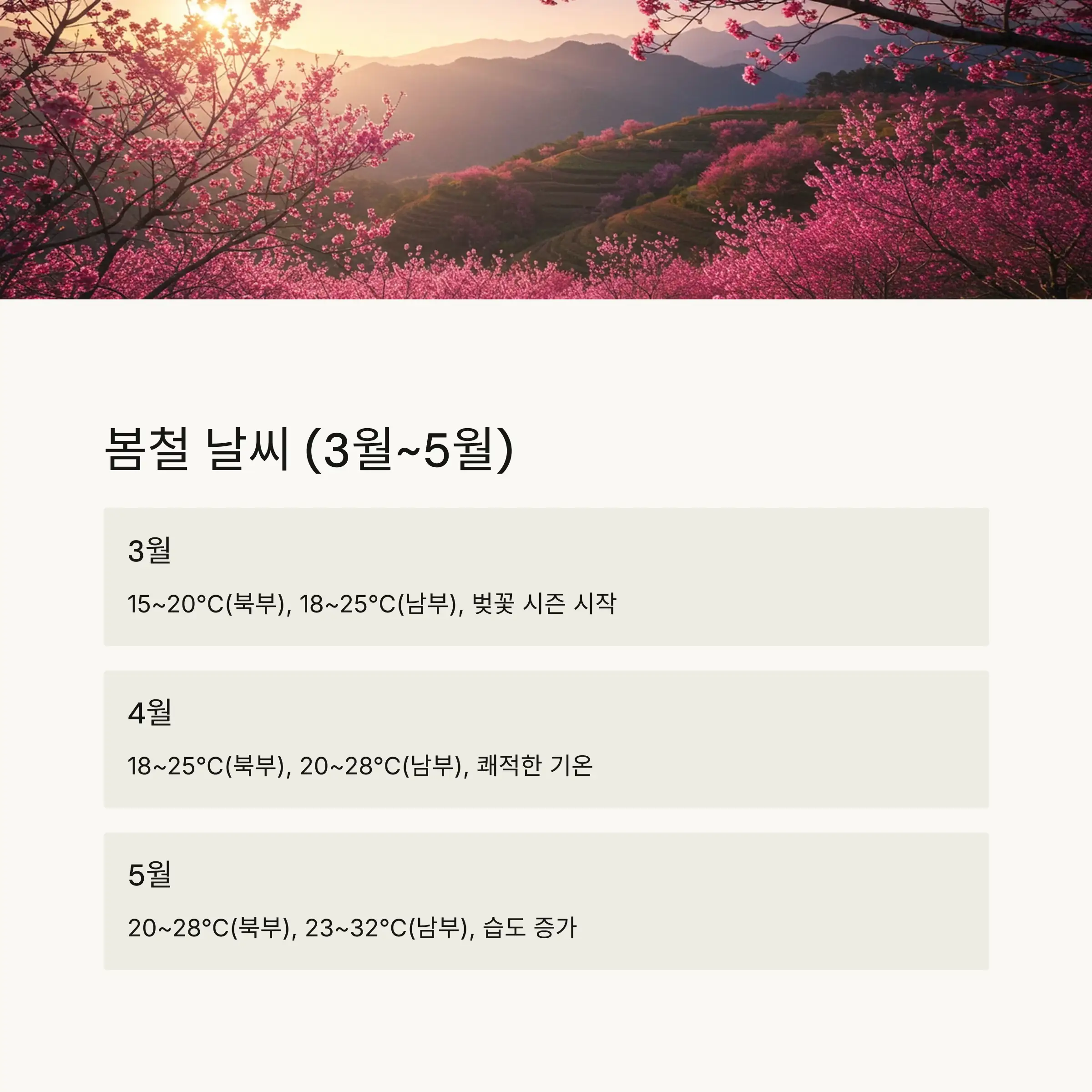 🌸 봄철 대만 날씨 (3월~5월)