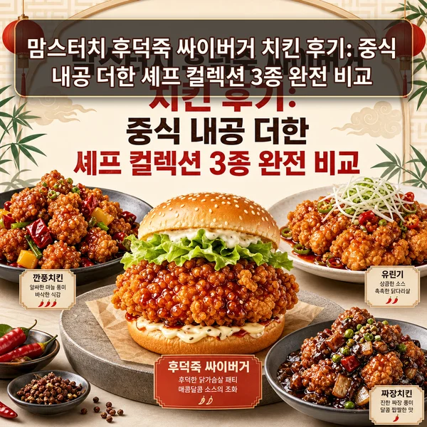맘스터치 후덕죽 싸이버거 치킨 후기: 중식 내공 더한 셰프 컬렉션 3종 완전 비교