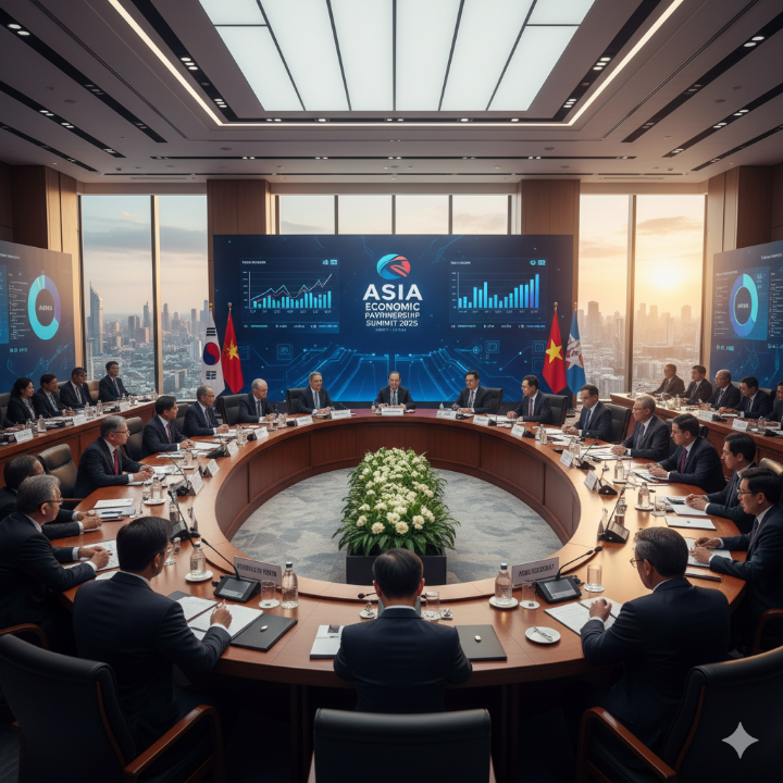 아시아 국가들의 경제 협력 회의 모습
