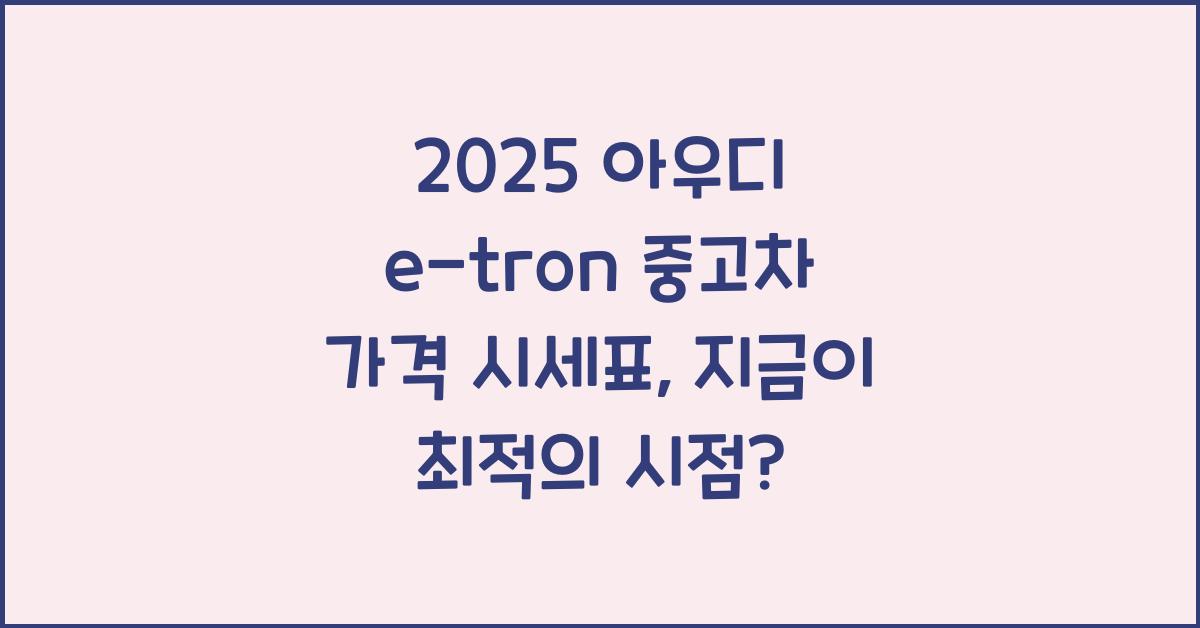 2025 아우디 e-tron 중고차 가격 시세표