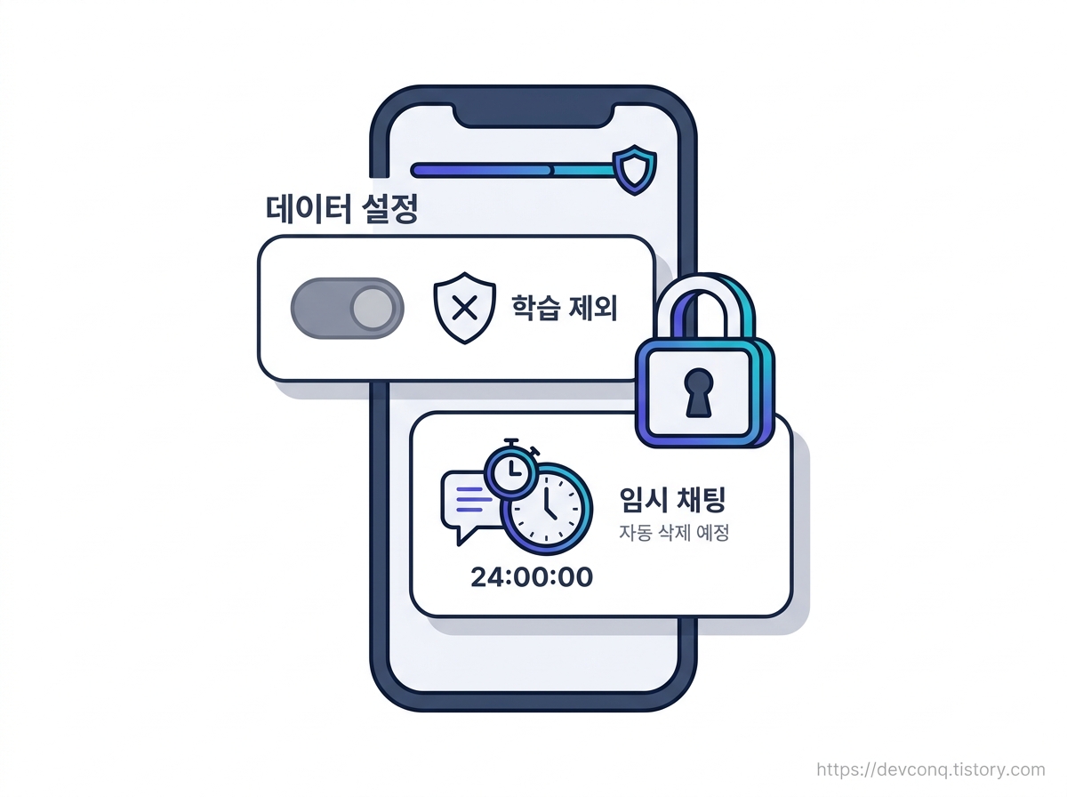 데이터 컨트롤 설정과 임시 채팅 개념