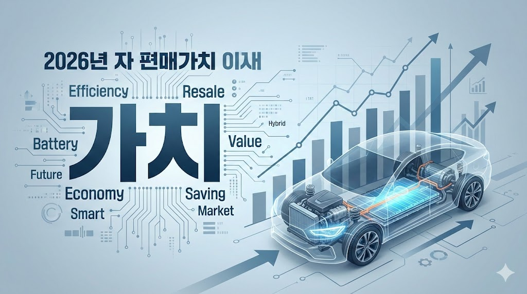 하이브리드 자동차 중고차 잔존가치와 감가상각을 분석하는 비즈니스 인포그래픽 이미지