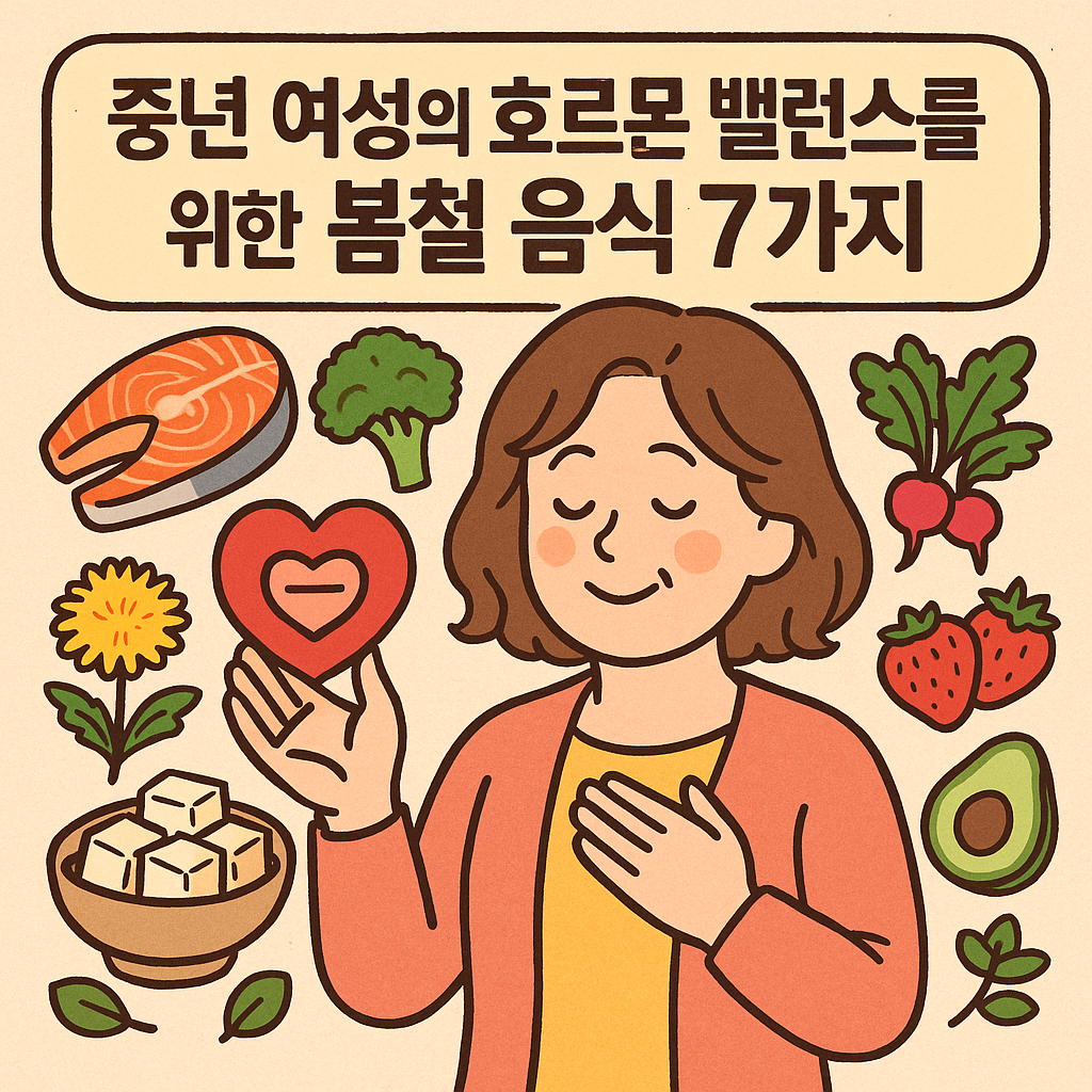 봄철 음식을 생각하고 있는 중년 여성