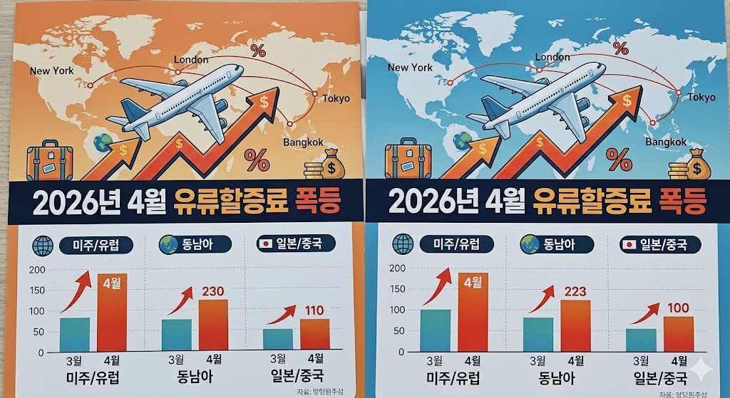 2026년 4월 유류할증료 3배 폭등! 노선별 인상 폭 및 항공권 예매 전략 총정리