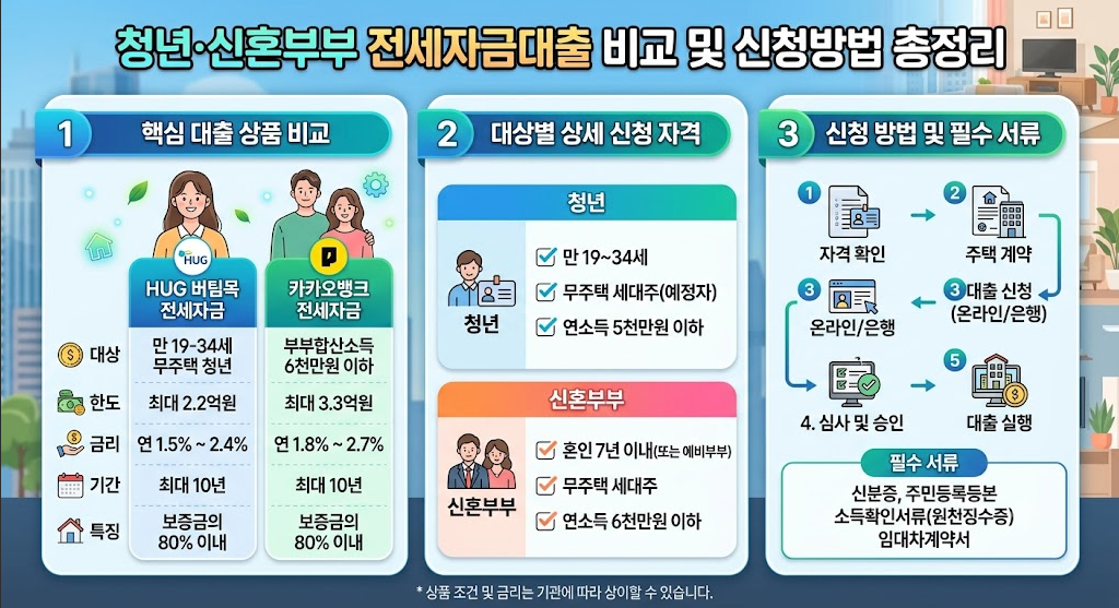 청년&middot;신혼부부 전세자금대출 비교 및 대상별 신청방법 총정리
