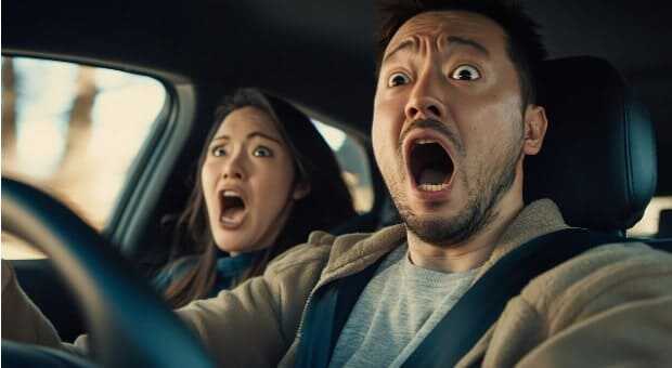 비접촉 교통사고에 놀란 운전자와 동승자2