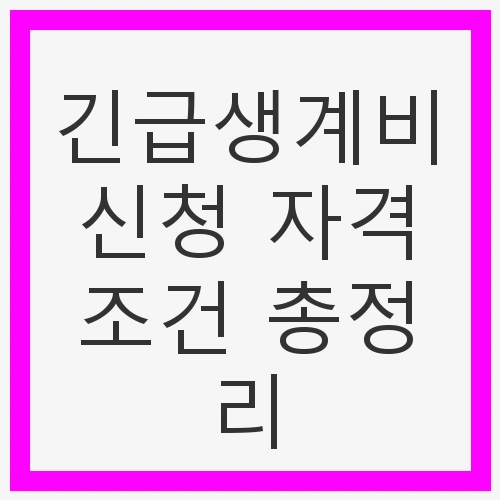 긴급생계비 신청 자격 조건 총정리