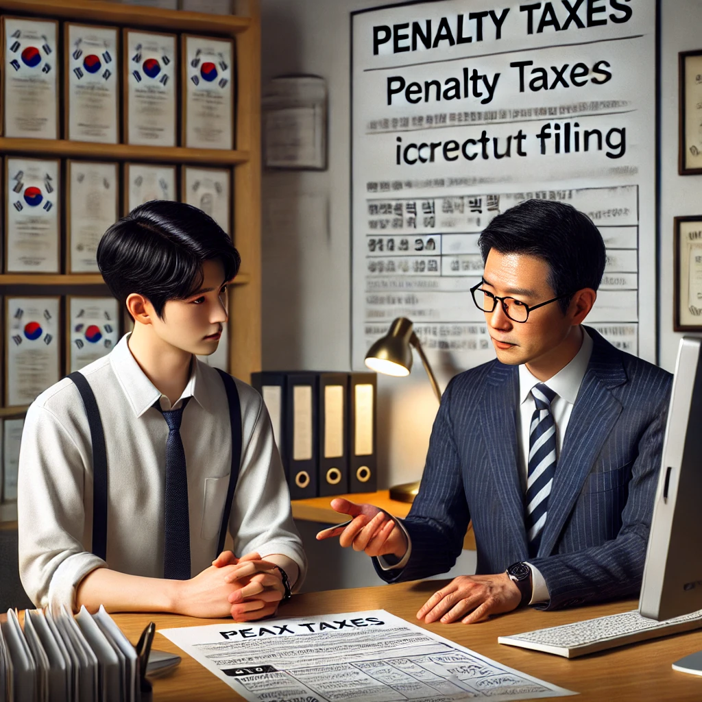 세무 전문가와 가산세 관련 상담 중인 직장인