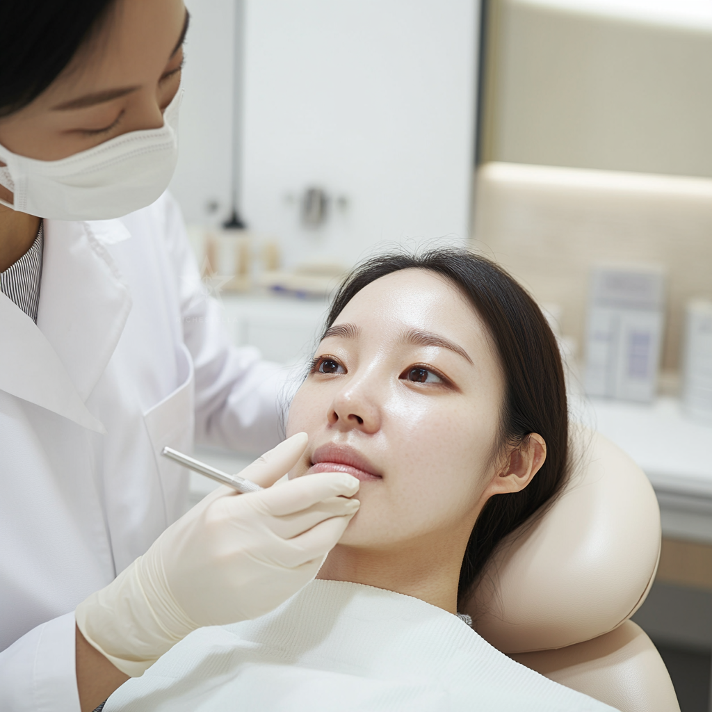 피부과 진료를 받는 한국인 여성