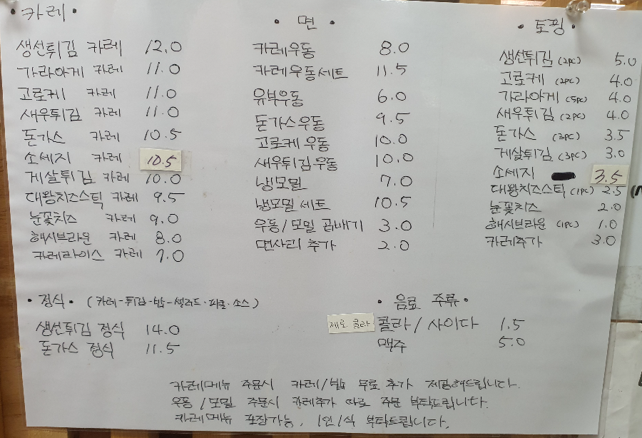 메뉴판
