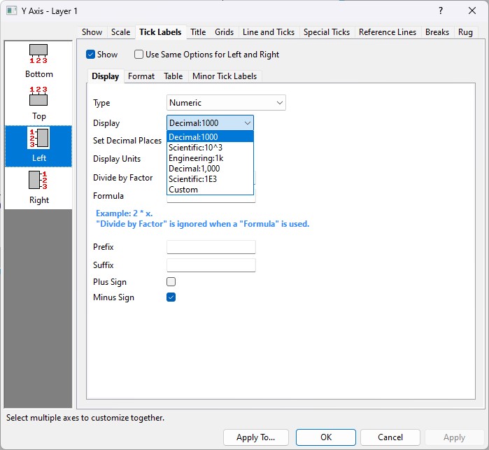 표기법 설정 드랍다운 메뉴를 보여주는 이미지