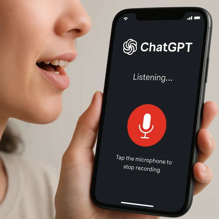 ChatGPT 앱에서 마이크로 말하는 모습