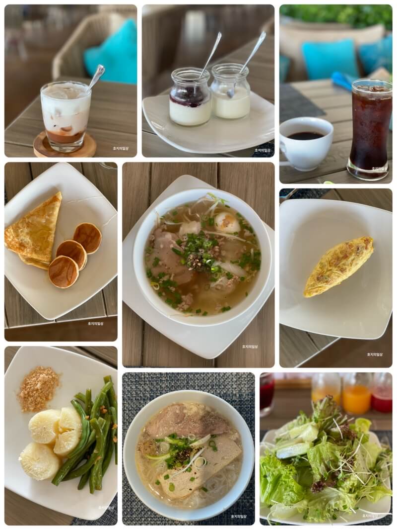 나트랑 미아 리조트 - 더 키친 조식 뷔페 담은 음식