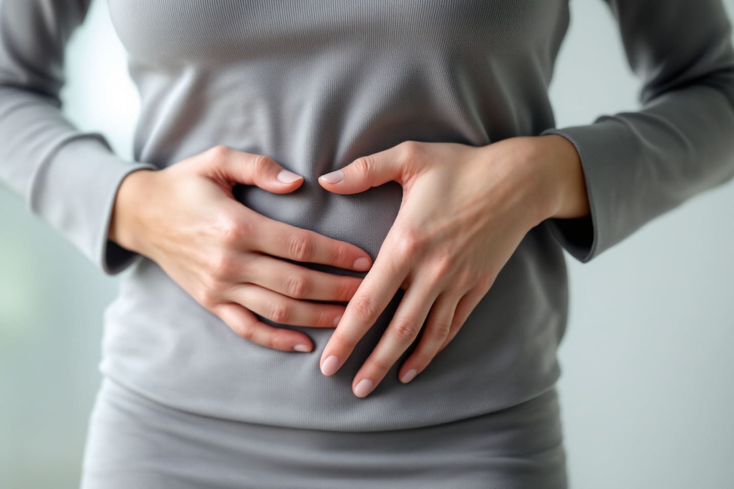 복부통증을 느끼는 여성