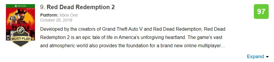 메타크리틱 높은 순위 top10