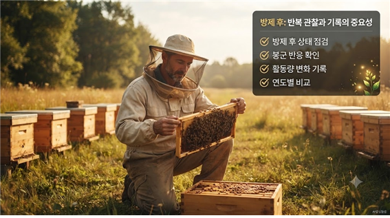 응애 방제 이후 상태 확인 장면