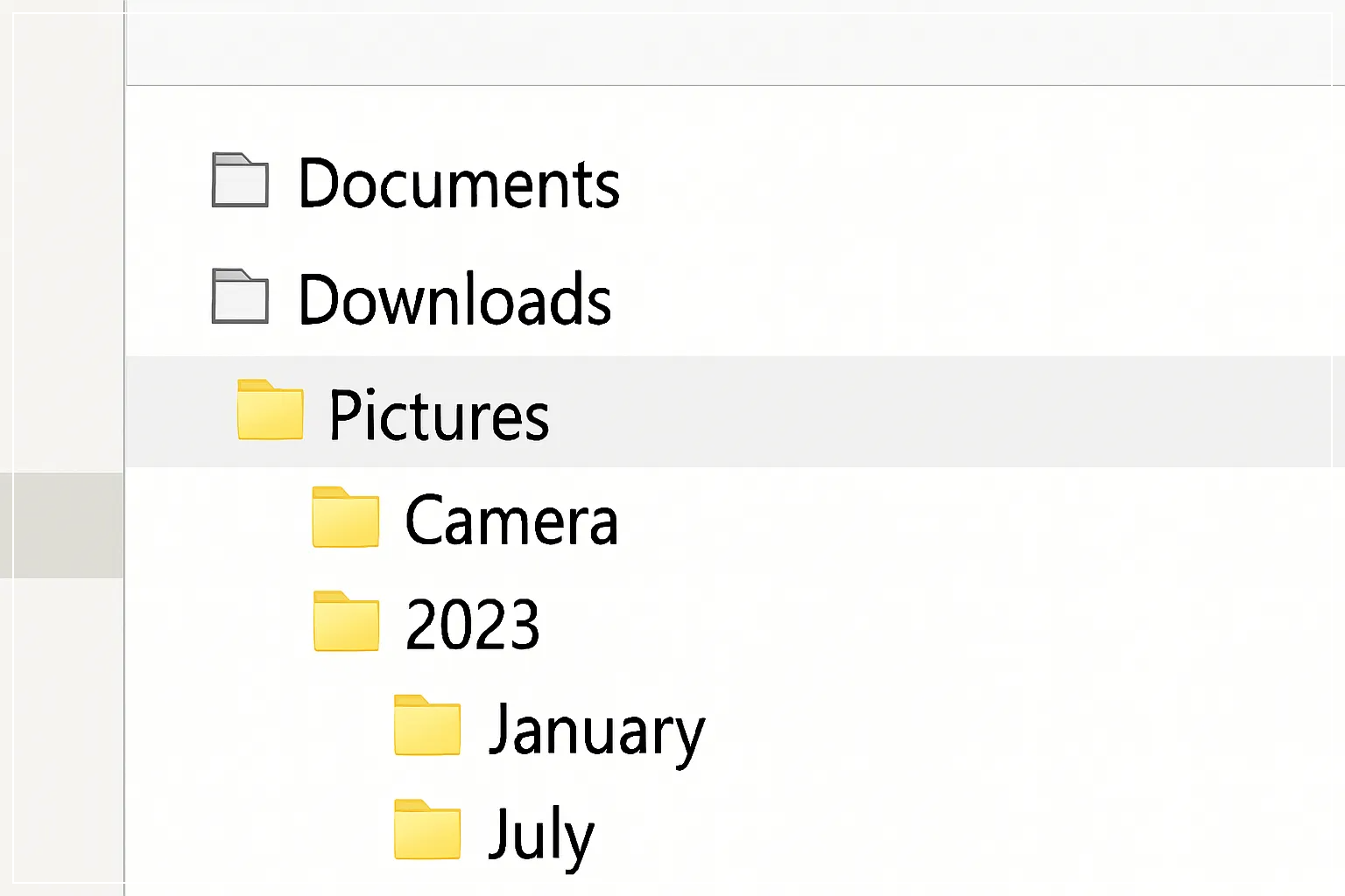 컴퓨터 파일 탐색기에서 폴더가 다단계로 정리된 모습을 보여주는 이미지