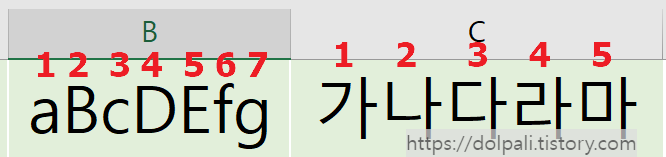 엑셀 문자열을 자르거나 변경하는 함수 예제