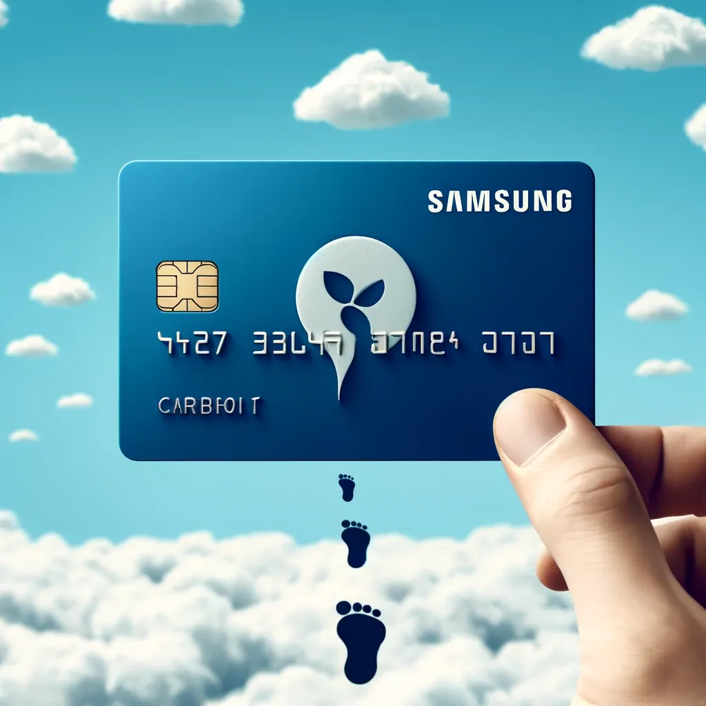 푸른 하늘을 배경으로 한 탄소 감축 상징 삼성카드