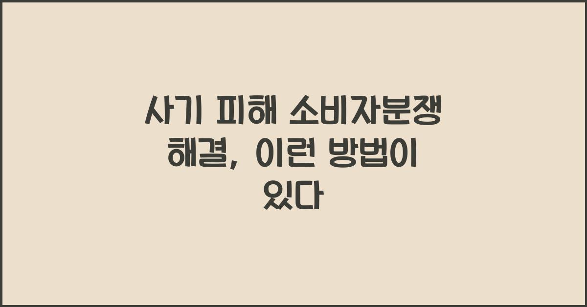 사기 피해 소비자분쟁 해결