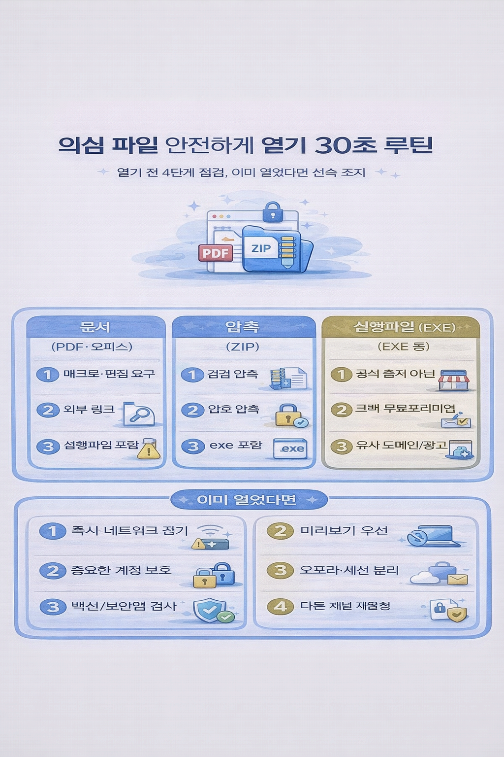 의심 파일(문서&middot;압축&middot;exe) 안전하게 열어보는 방법