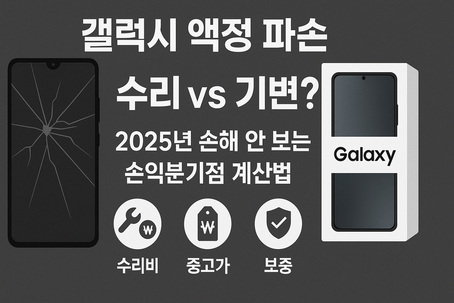 갤럭시 액정 파손, 수리 vs 기변? 2025년 손해 안 보는 손익분기점 완벽 계산법