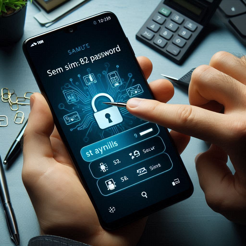 스마트폰에서 유심비밀번호를 변경하려는 모습