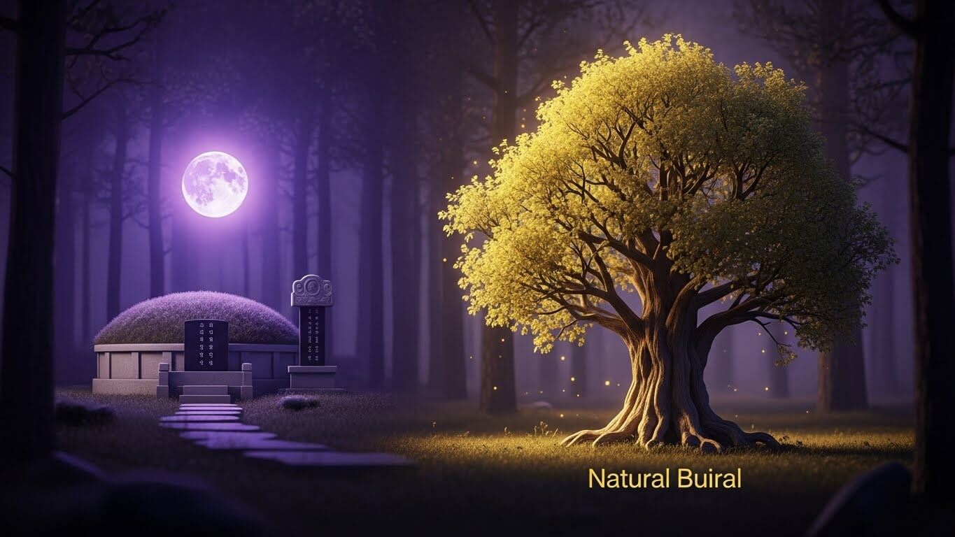 달밤에-묘지-나무