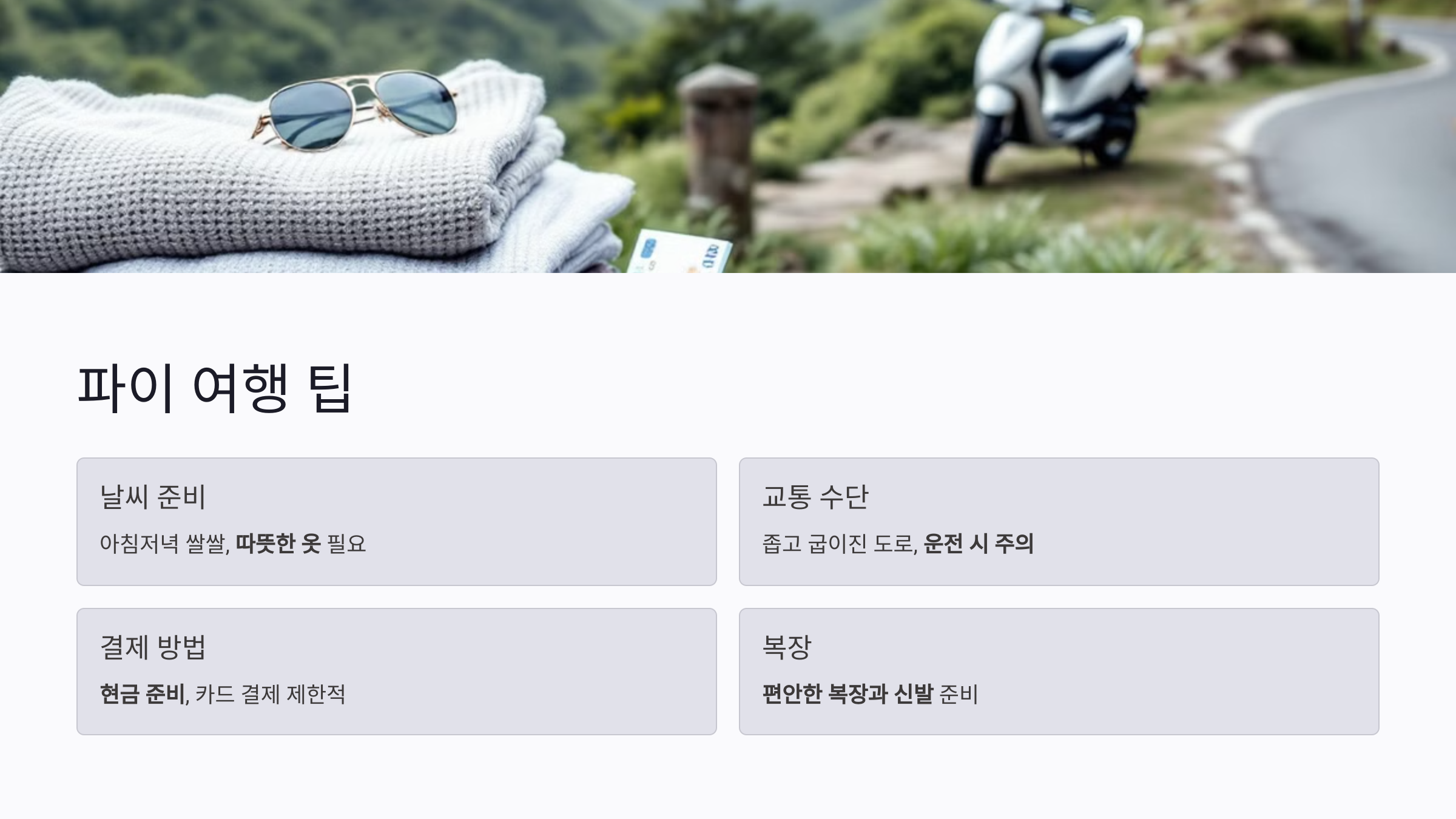 파이에서의 여행 팁