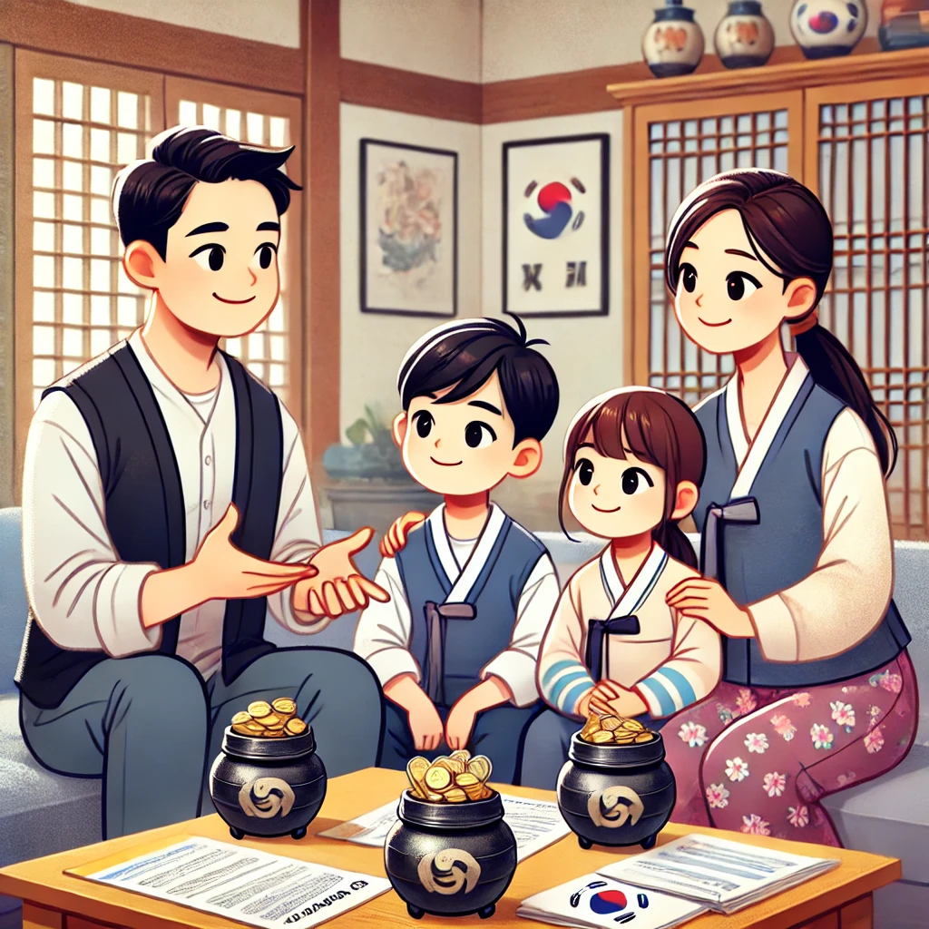 한국 가족이 미래 재정을 논의하는 모습