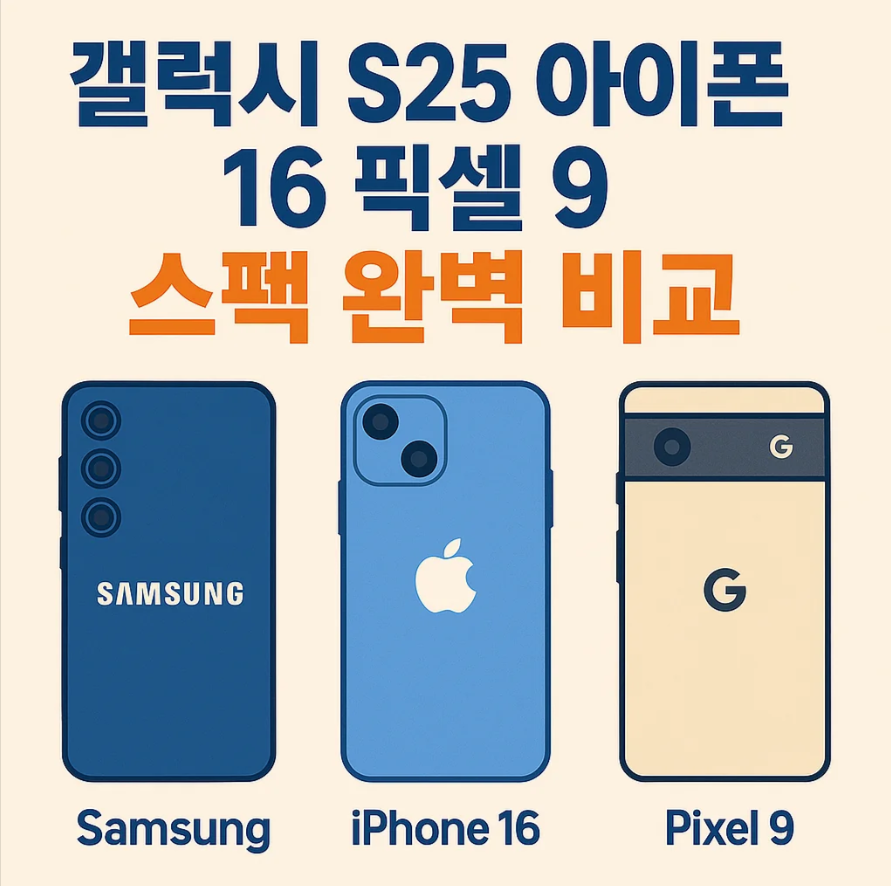 갤럭시 S25, 아이폰 16, 픽셀 9 스펙 완벽 비교