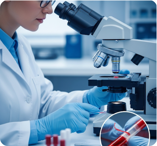 혈액 검사중인 연구원