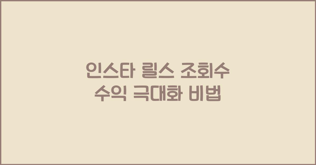 인스타 릴스 조회수 수익