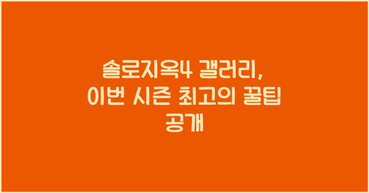 솔로지옥4 갤러리