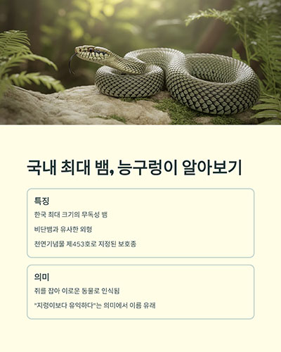 국내 최대 뱀, 능구렁이 알아보기