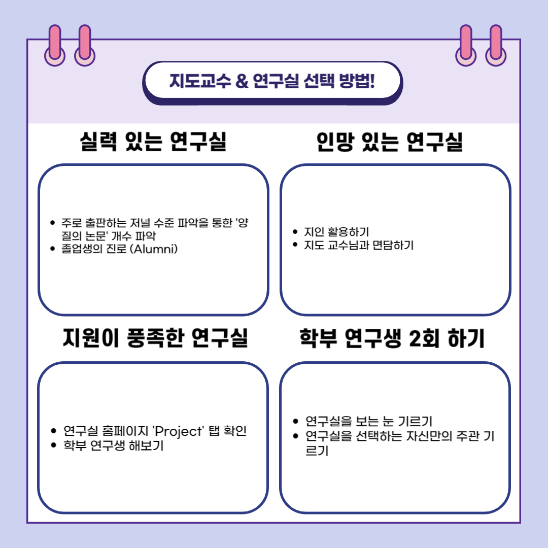 지도교수와 연구실 선택 방법!