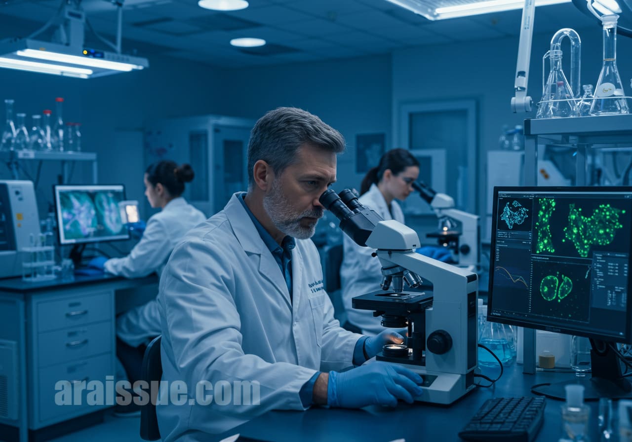 췌도이식 세포 실험과 데이터 분석 장면