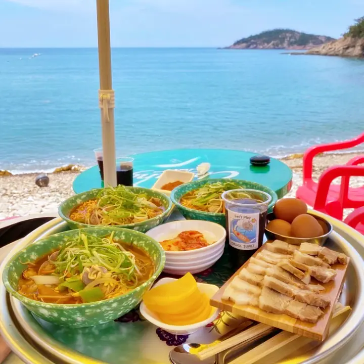 바다 오션뷰 삼겹살 수육 바지락라면 맛있는 곳 추천
